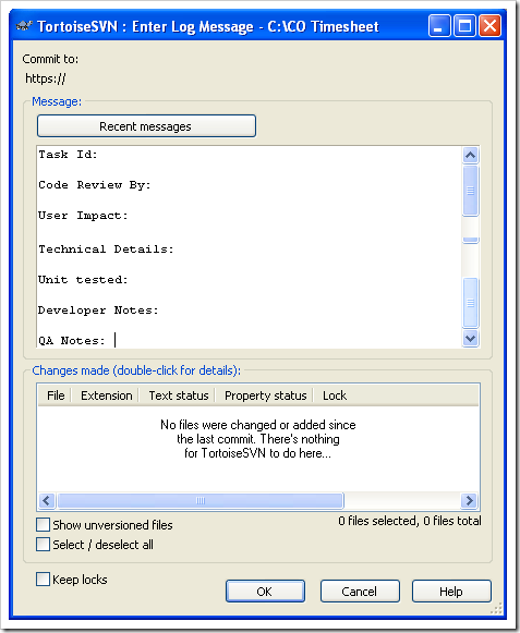 Tortoise SVN: Enter Log Message