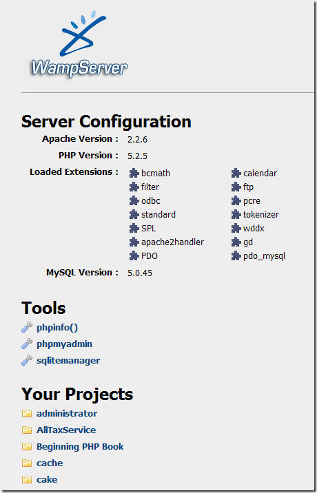 wampserverprojects