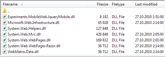 ASP.NET MVC 3 files
