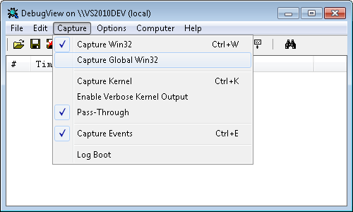 DebugView: Capture options