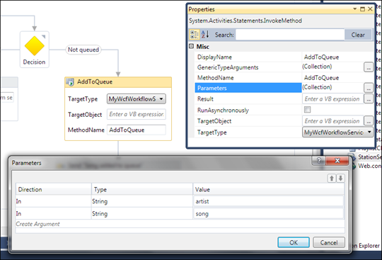 InvokeMethod activity with method parameters
