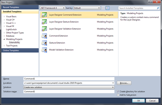 Create new Layer Designer Command Extension project
