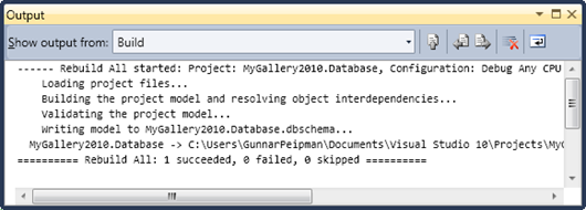 MyGallery2010: Build results of database project