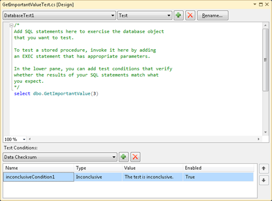Simple database unit test body