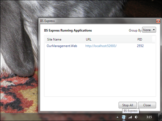 VS2010 & IIS Express: Application running on IIS Express