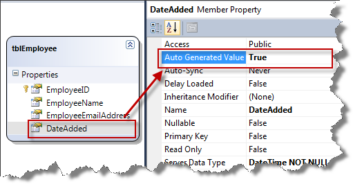 Field with Default Value or Binding needs to be set IsDbGenerated = true in DBML file