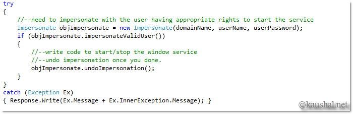 Start/Stop Window Service from ASP.NET page