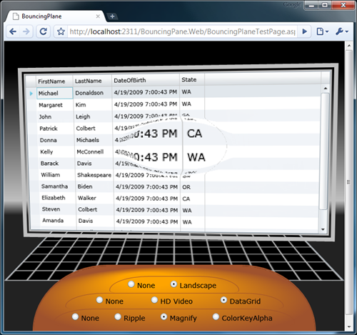 BouncingPlane Silverlight 3 demo