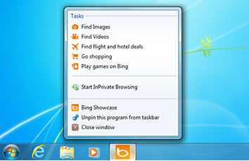 Bing in taskbar