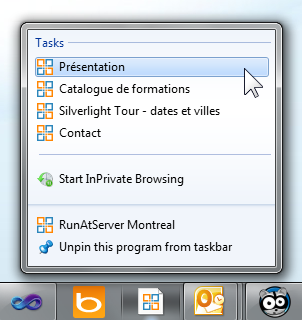 IE9 Jumplist in french
