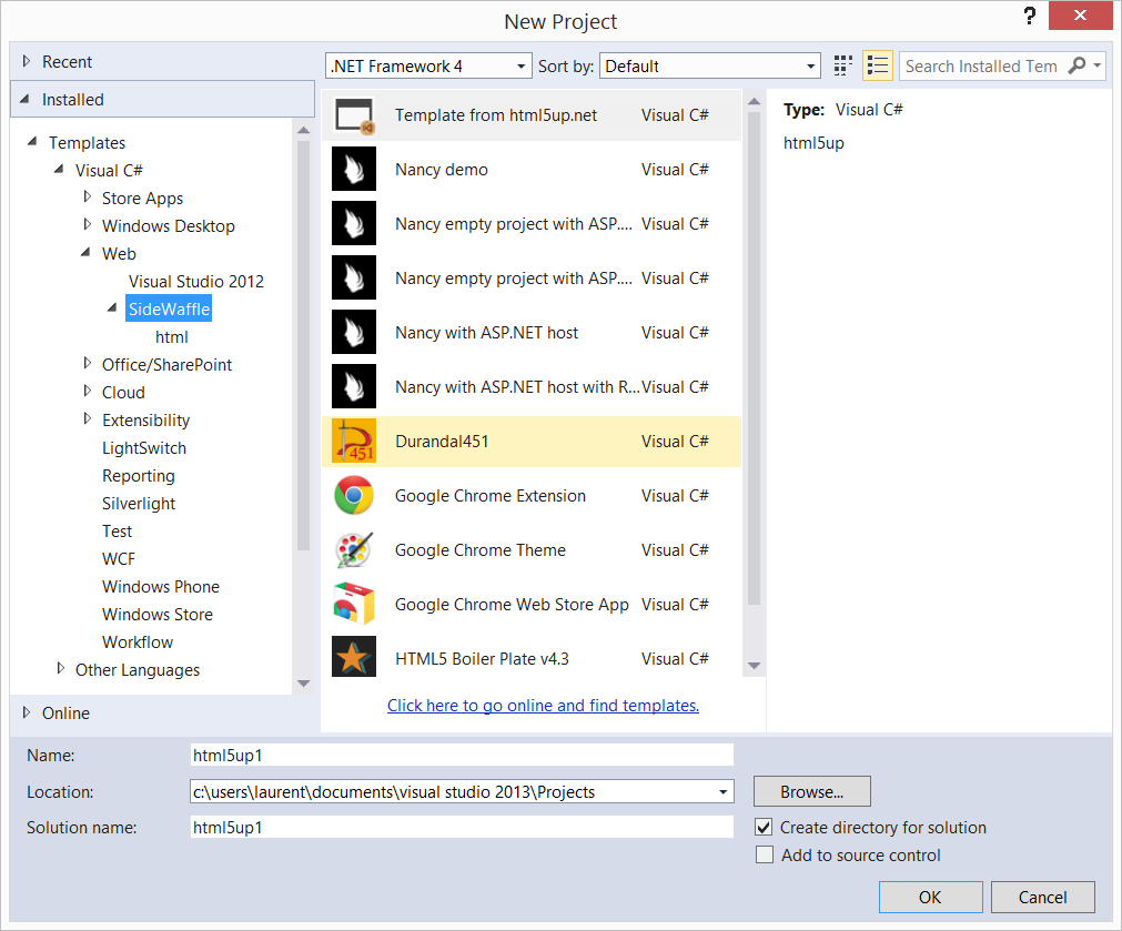 SideWaffle Project templates