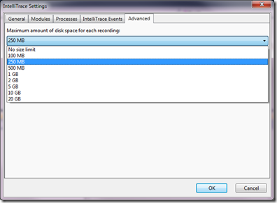 IntelliTraceIntelliTraceAdvancedSettings