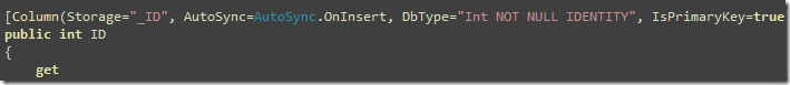 Primary Key field has Column attribute with IsPrimaryKey = true