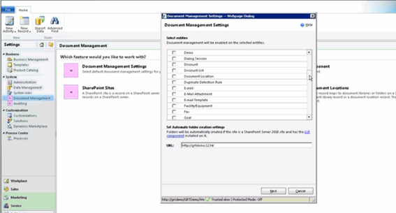 Document Management console