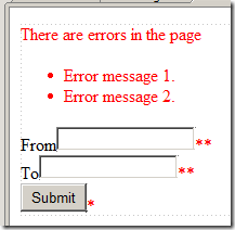 Web page with validation