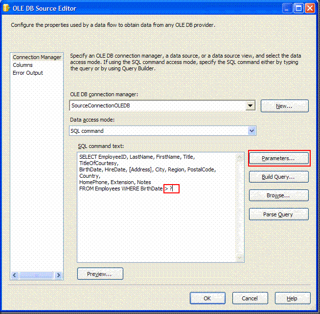 SSIS-OLE-DB-Source-Editor