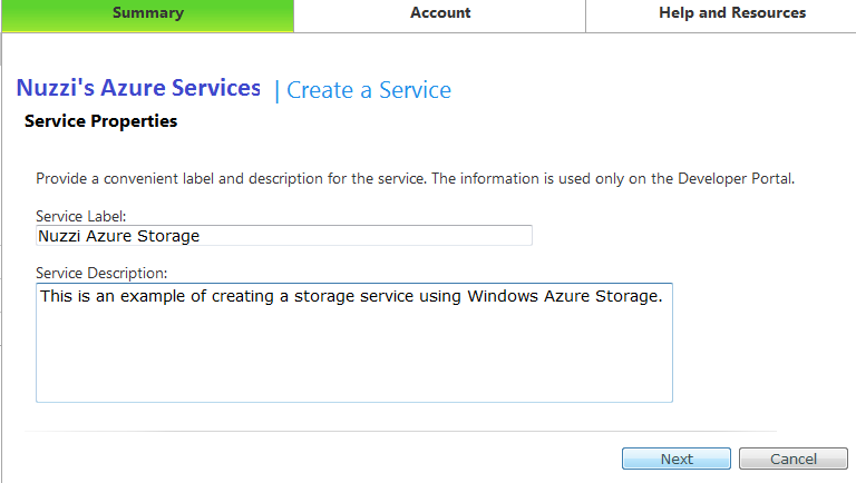 Figure 1.1 - Create Storage Account - Create the Service