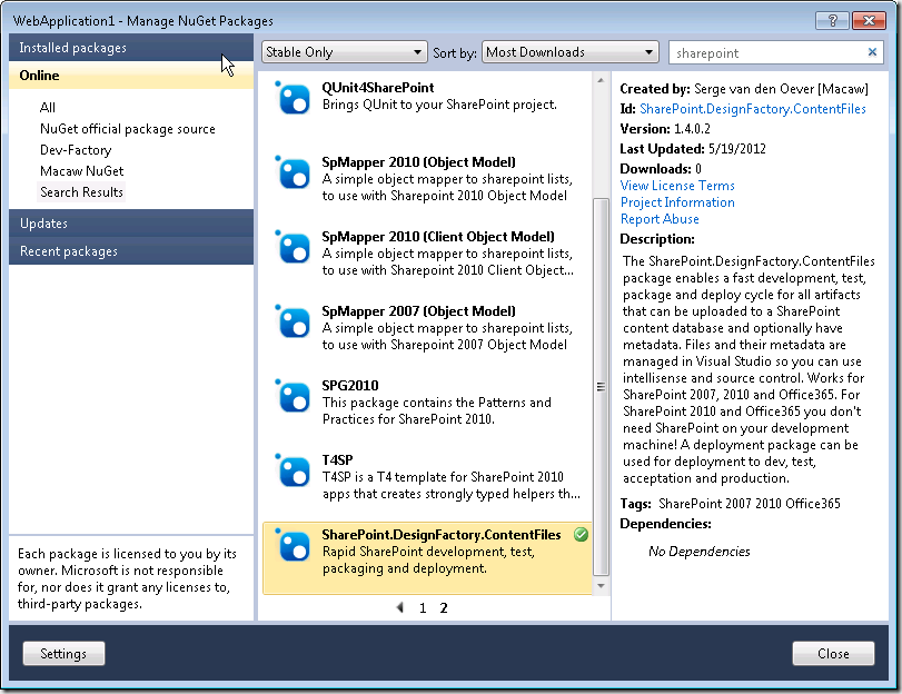 SharePoint.DesignFactory.ContentFiles-NuGet