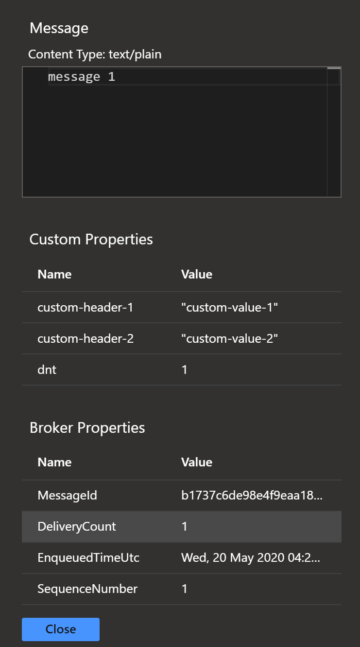 message properties